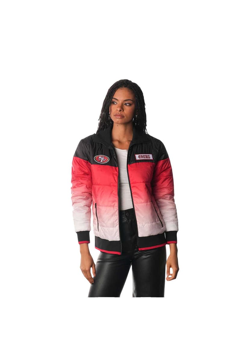 THE WILD COLLECTIVE Women's The Wild Collective  Scarlet San Francisco 49ers Ombre Full-Zip Puffer Jacket, Alternate, color, Scarlet