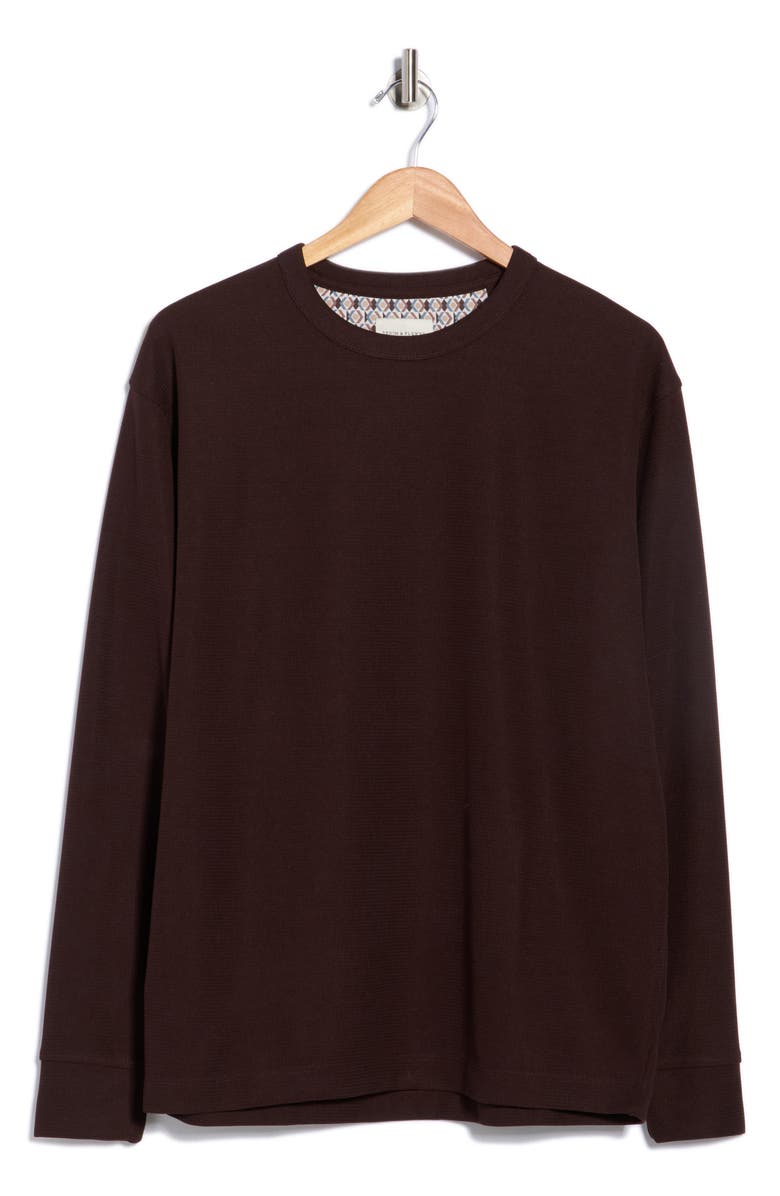 DENIM AND FLOWER Textured Crewneck Sweater, Main, color, Brown