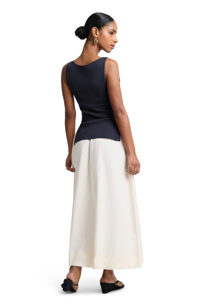 Boatneck Mix Media Dress, Alternate, color, Black/Ivory