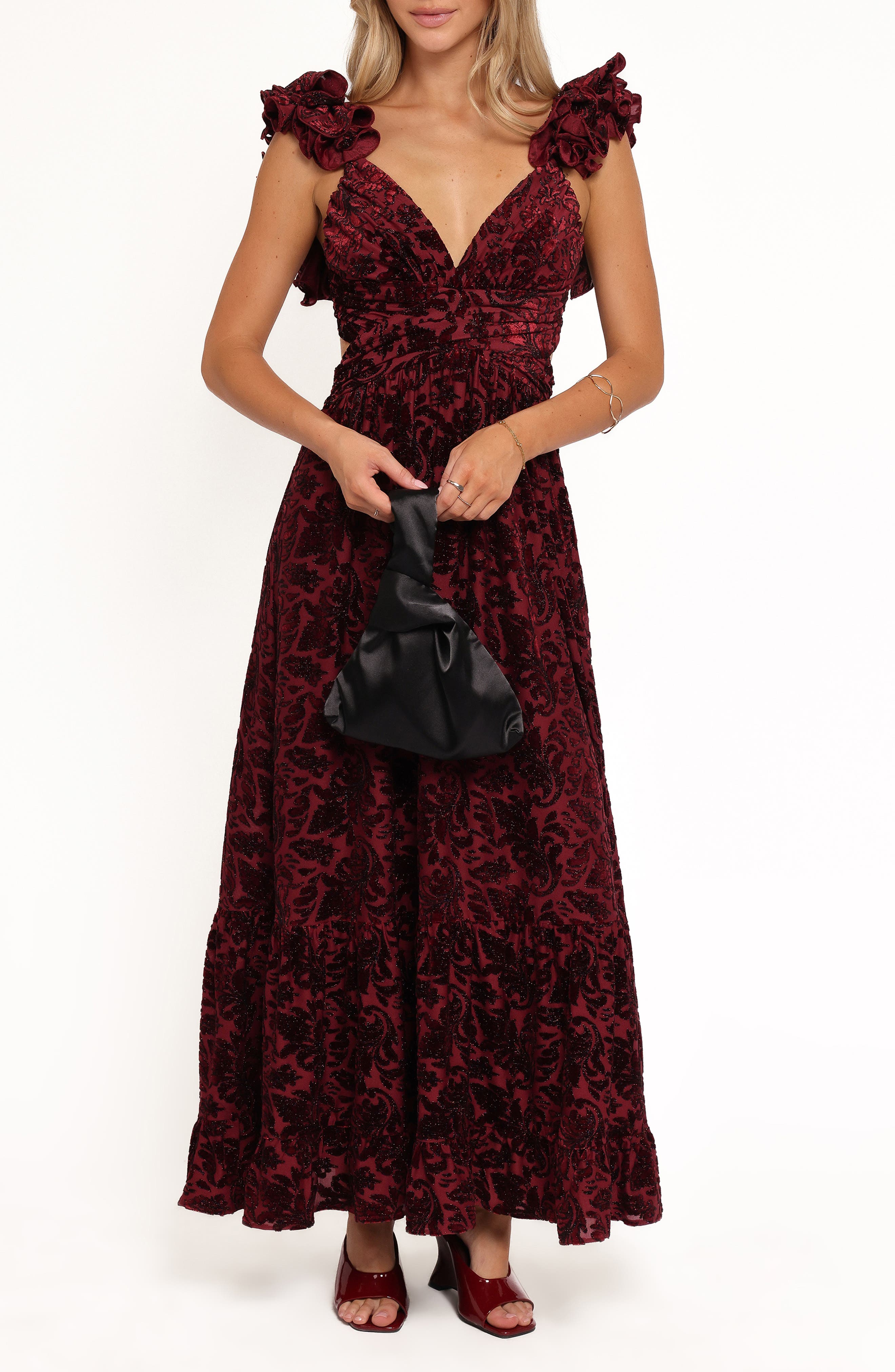 selected BURGUNDY METALLIC FLORAL