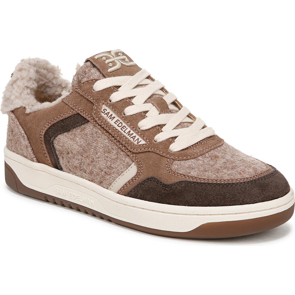 Shop Sam Edelman Harper Cozy Faux Shearling Sneaker In Taupe Multi