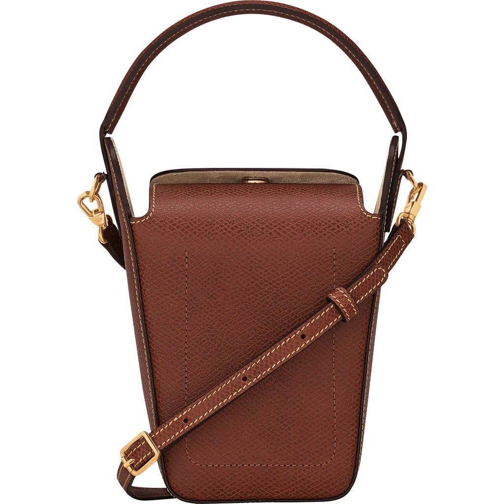 Longchamp 'epure' Brown Crossbody Bag With Adjustable And Removable Shoulder Strap And Embossed Logo On The Fr In Brown