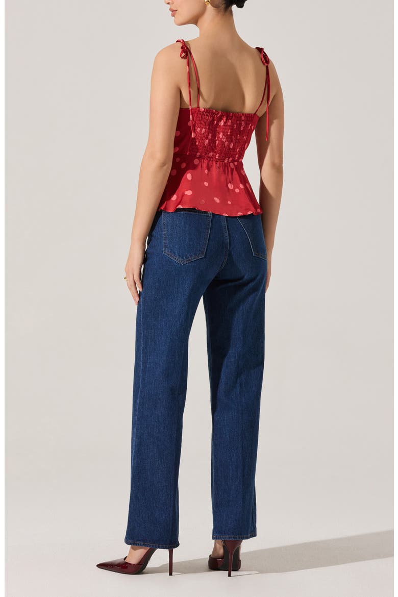 Selina Peplum Corset Top, Alternate, color, RED POLKA DOT