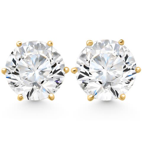 2Ct tw Sylvie Round Thin & Delicate Diamond Studs 14k Gold Lab Grown