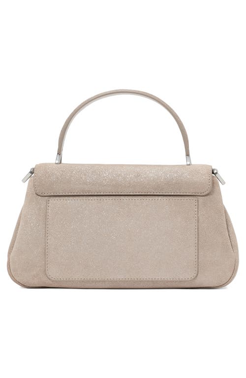 Kate Spade New York Small Grace Glitter Suede Top Handle Bag In Silver