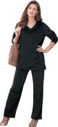 Roaman's Plus Size Two Piece V Neck Velour Set