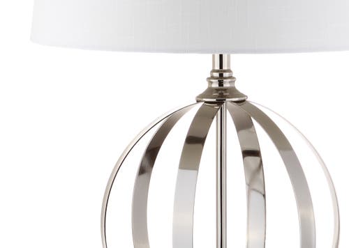 Jonathan Y Logan 26" Metal Orb Led Table Lamp In Polished Nickel/clear