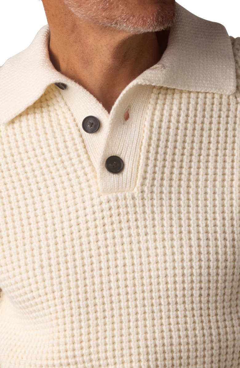 The Normal Brand Waffle Cotton Blend Polo Sweater, Alternate, color, Ivory