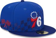 New Era Men's New Era Royal Philadelphia 76ers Rally Drive Checkerboard 59FIFTY Crown Fitted Hat