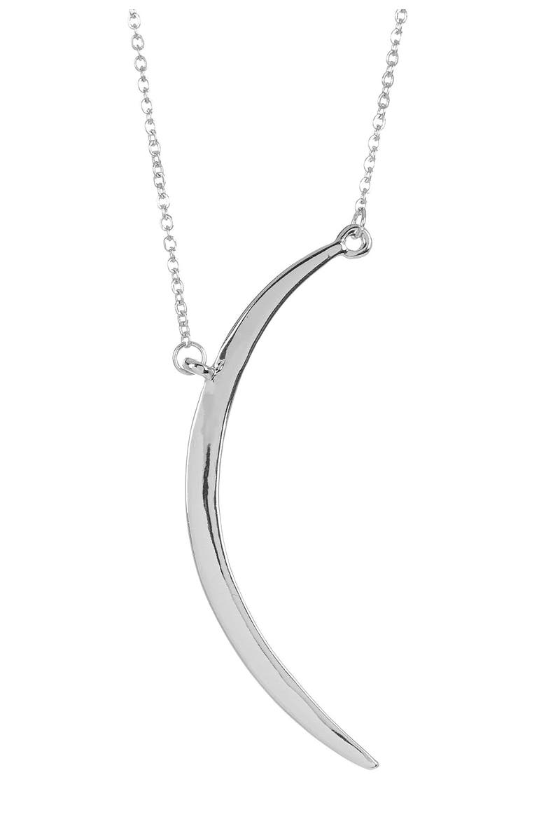 Sterling Forever Crescent Moon Pendant Necklace, Main, color,