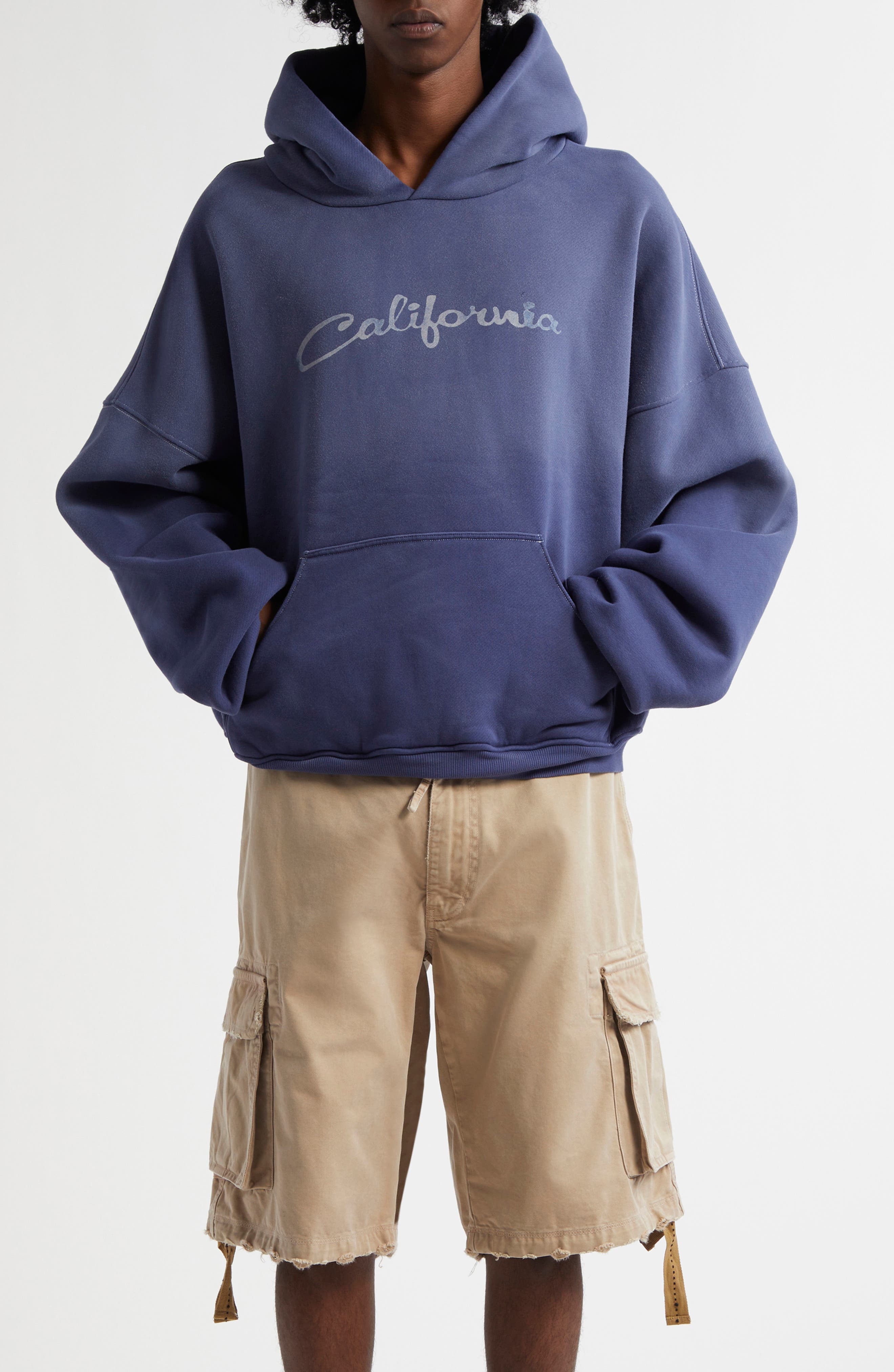 ERL Gender Inclusive California Graphic Hoodie in Navy 