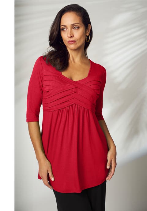 Stretch Knit Pleated Tunic (Plus)