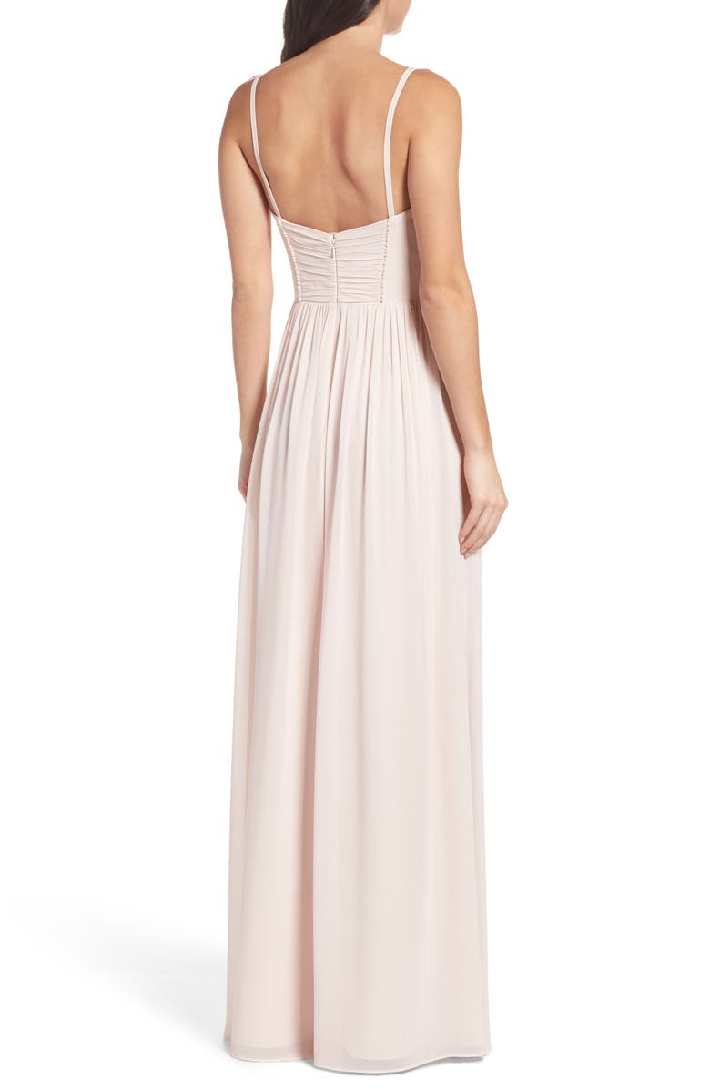 Hayley Paige Occasions Ruffle Detail A-Line Chiffon Gown, Alternate, color, 