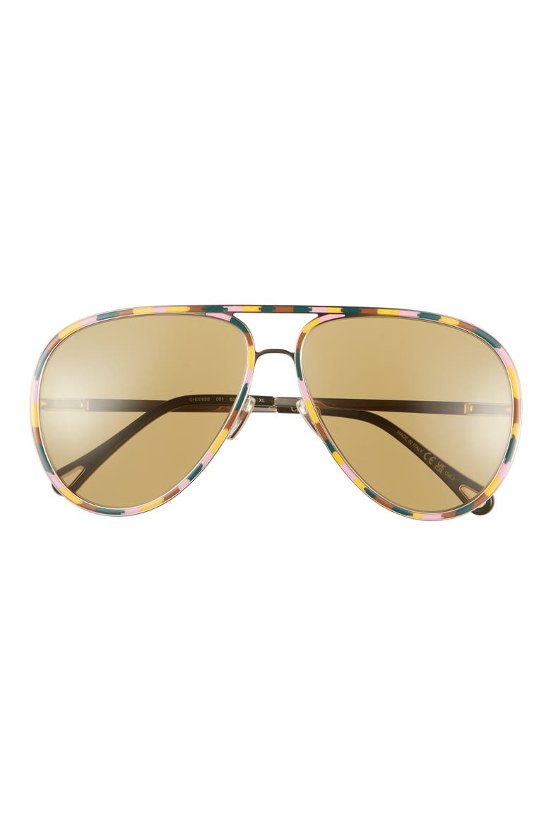 63mm Aviator Sunglasses, Main, color, GOLD GOLD GREEN