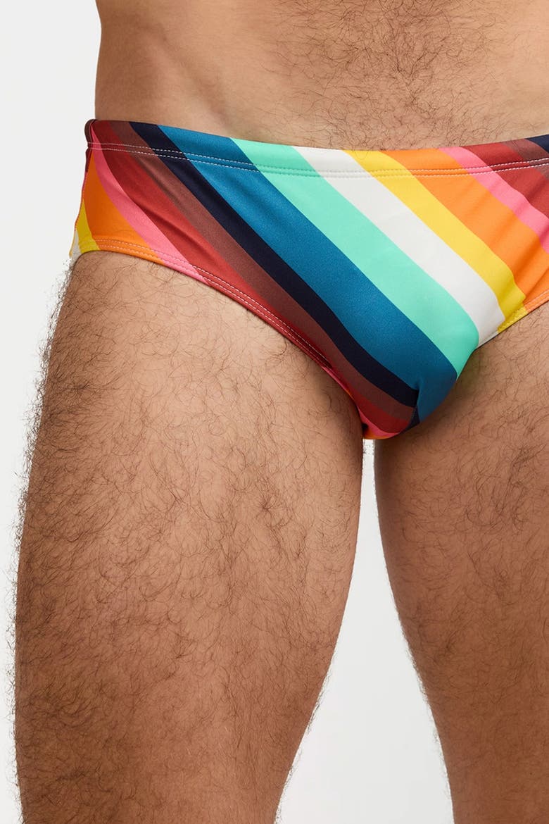 Bondi Stripe Swim Brief, Alternate, color, Siena