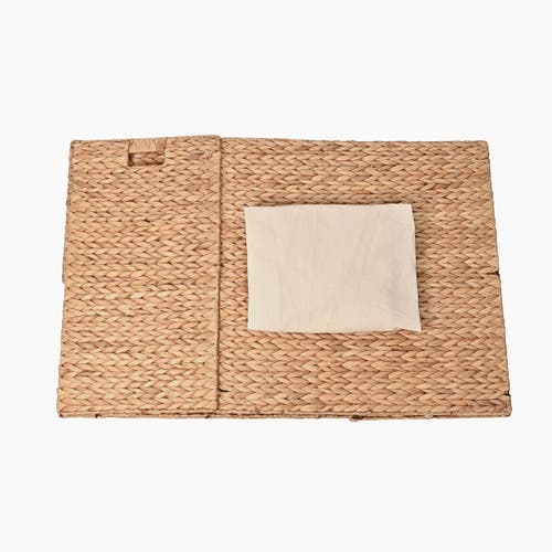 Happimess Sawyer Classic Farmhouse Handwoven Hyacinth 2-section Collapsible Laundry Hamper With Wash In Natural