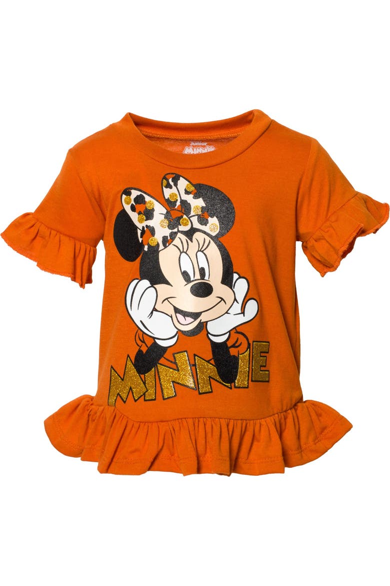 Minnie Mouse 2-Piece T-Shirt and Bike Shorts Set, Alternate, color, Orange and Cream