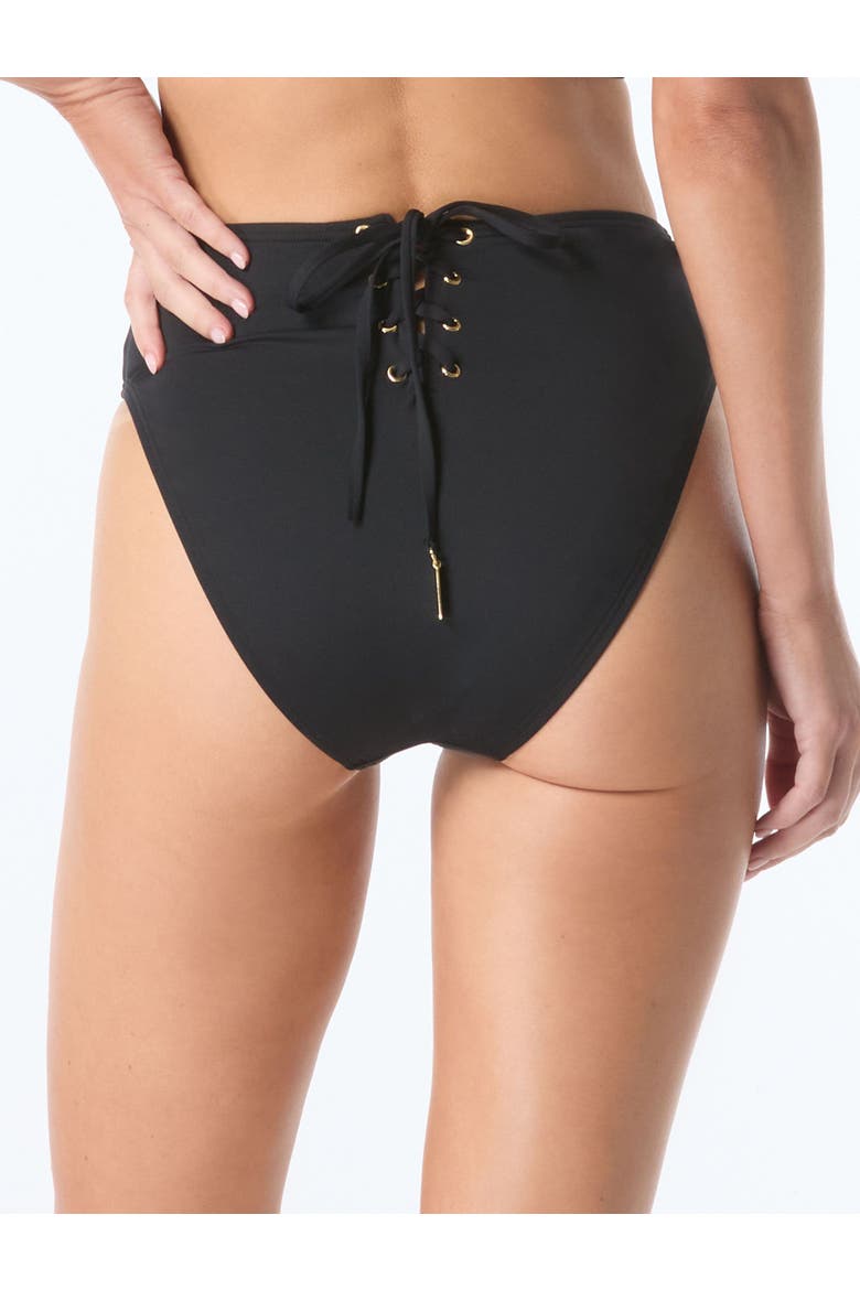 Lace Back Bikini Swim Bottom, Alternate, color, Black