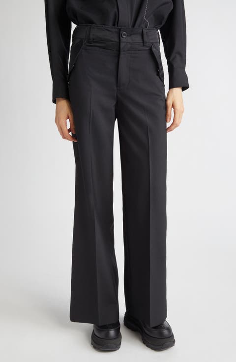 パンツ Sacai Black Wool Wide-Leg Pant sacai Wool Wide-leg Pant - Black | Garmentory