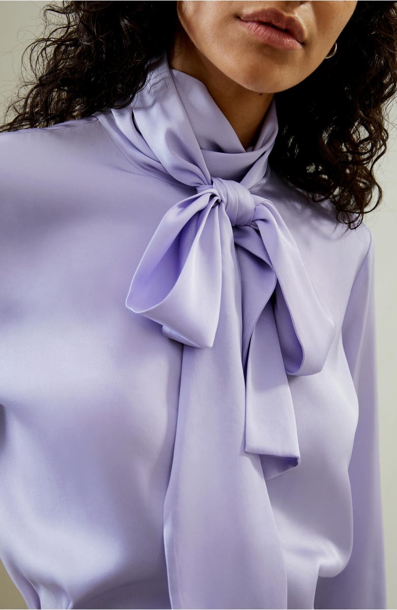 Lilysilk Silk Turtleneck Ribbon Blouse, Alternate, color, Lilac