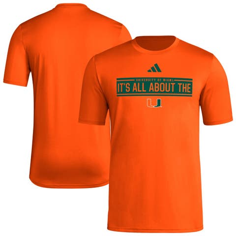 Men's adidas  Orange Miami Hurricanes Locker Slogan Pre-Game T-Shirt
