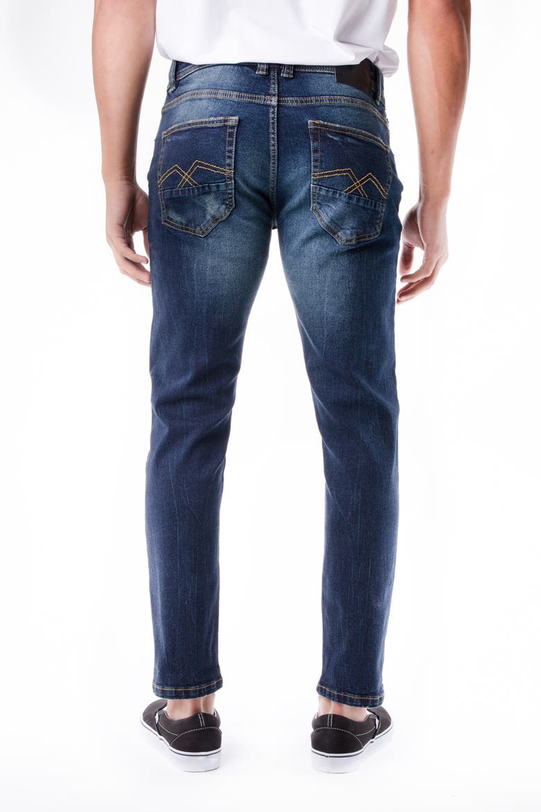 Distressed Stretch Skinny Jeans, Alternate, color, INDIGO