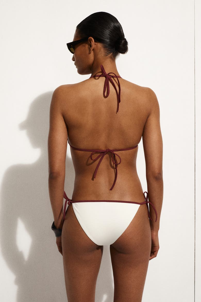 Contrast-trimmed Triangle Bikini Top, Alternate, color, WHITE / RED