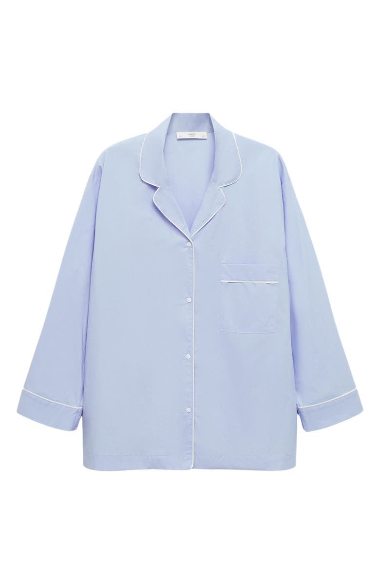 MANGO Contrast Trim Pajama Shirt, Alternate, color, 