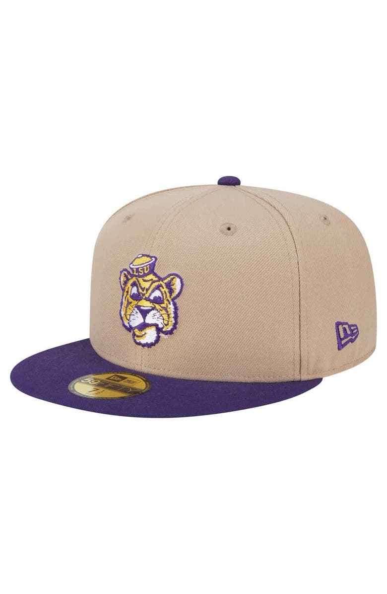 New Era Men's New Era  Khaki LSU Tigers Throwback Two-Tone 59FIFTY Fitted Hat, Main, color, Khaki