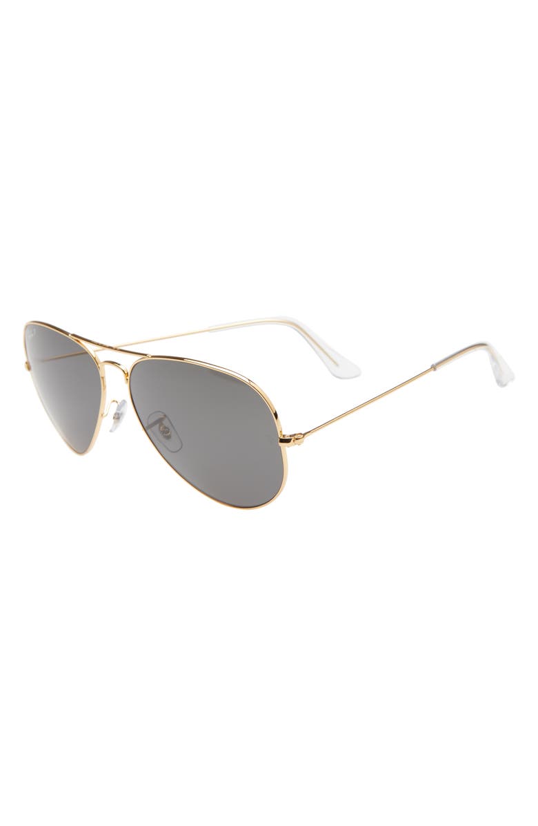 Ray-Ban Original 62mm Oversize Polarized Aviator Sunglasses, Alternate, color, Gold/ Black