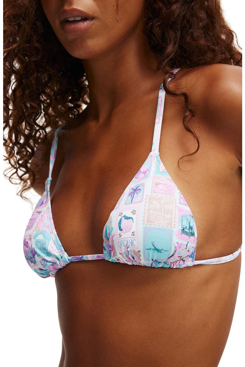 Women's Micro Slider Triangle Bikini Top, Alternate, color, Vacation Memories