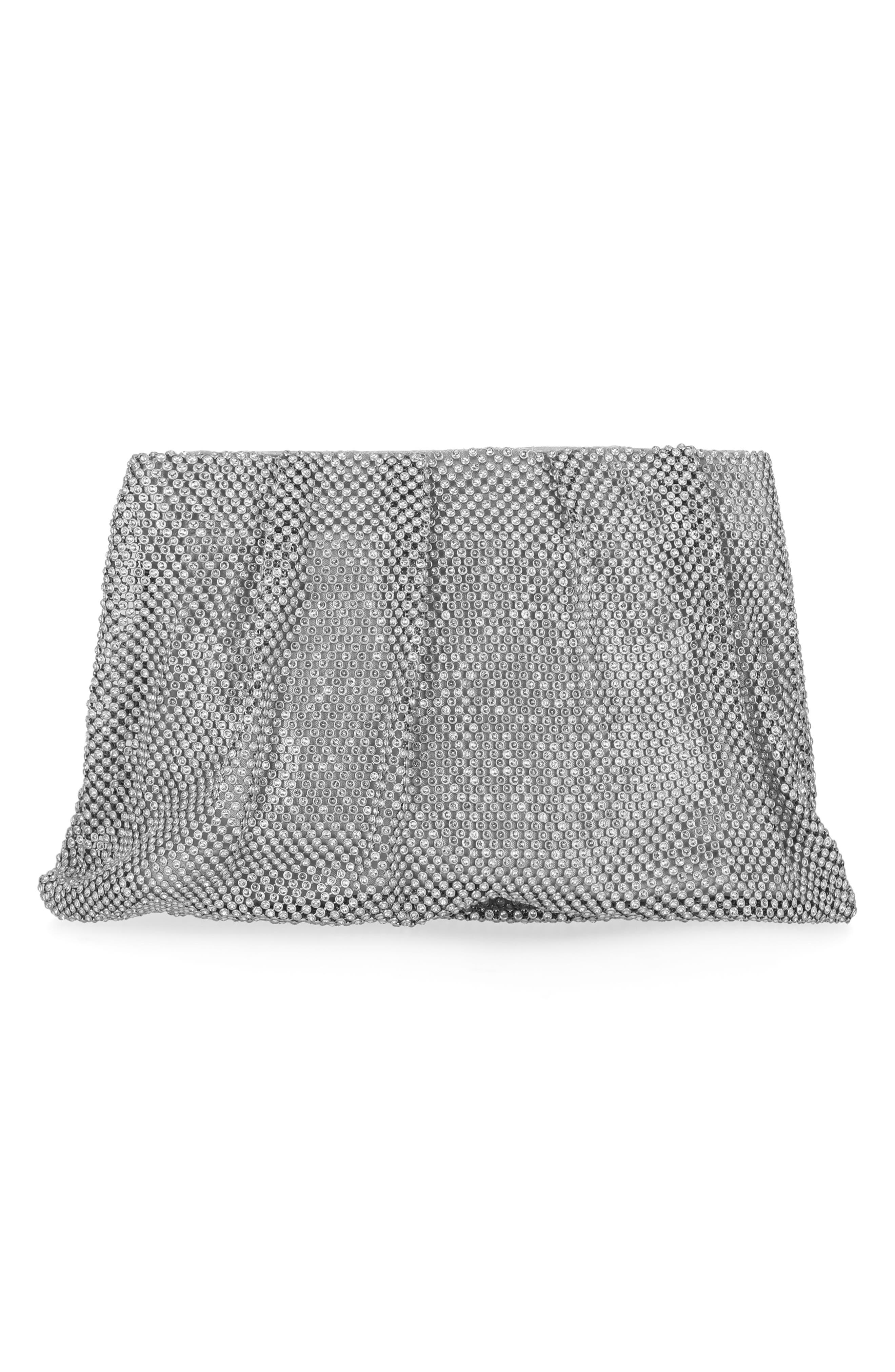 Jessica McClintock Francis Crystal Drape Clutch, Alternate, color, 42N-Silver