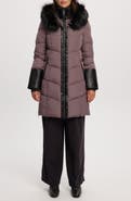 Noize Priya Water Resistant Mixed Media Parka with Faux Fur Trim