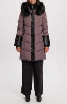 Noize Priya Water Resistant Mixed Media Parka with Faux Fur Trim