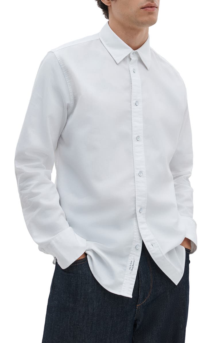rag & bone Tomlin Cotton Dobby Button-Up Shirt, Alternate, color, White