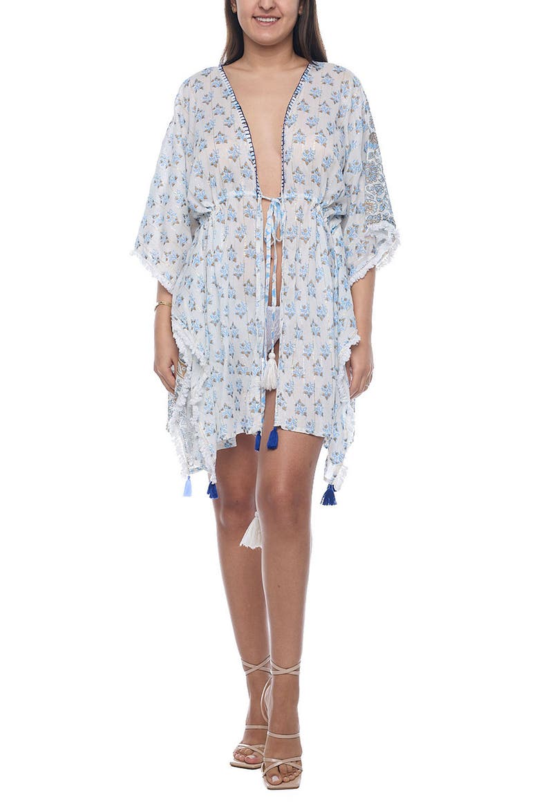 Floral Tassel Trim Cover-Up, Main, color, WHITE