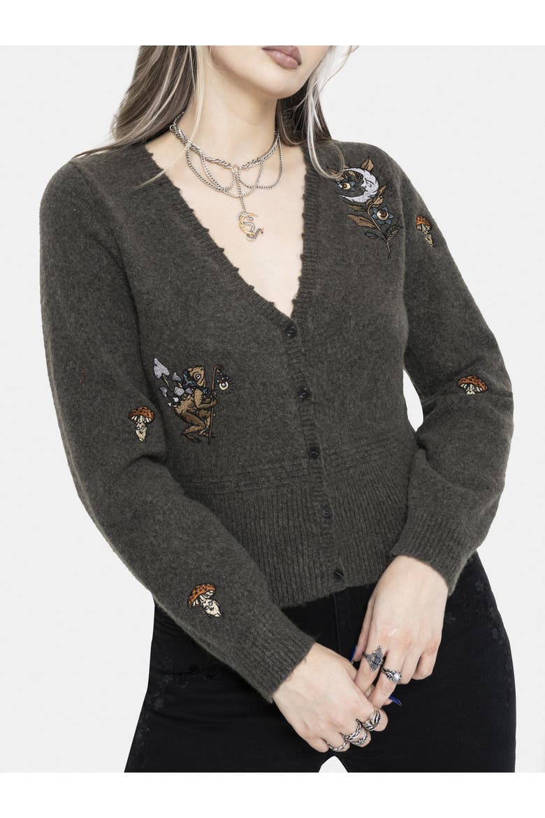 Hexborn Baba Yaga Knit Cardigan, Main, color, Grey