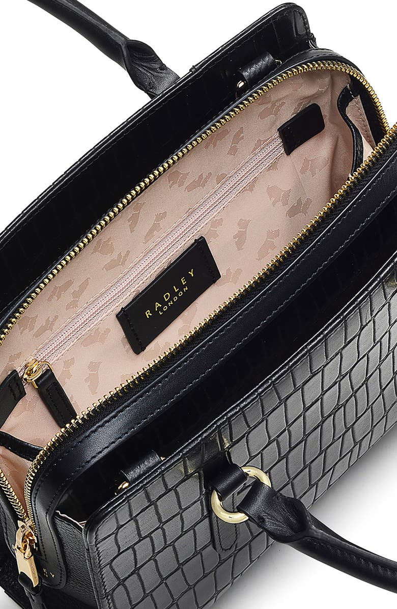 Radley Angel Lane Croc Embossed Crossbody Bag, Alternate, color, Black