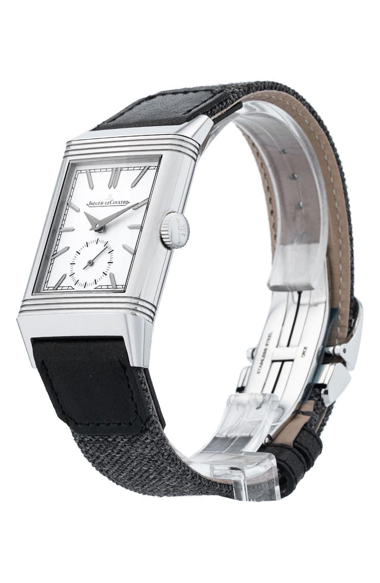 Watchfinder & Co. Jaeger-LeCoultre Preowned 2023 Reverso Tribute Small Seconds 713842J Textile & Leather Strap Watch, 27mm, Alternate, color, Silver/ White