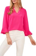 CeCe Ruffle Cuff Crepe Top