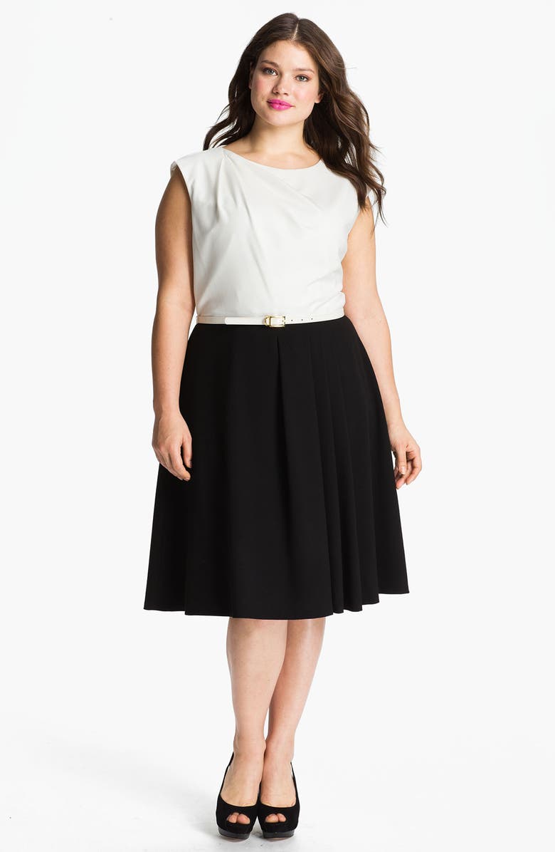 Calvin Klein Belted A-Line Dress, Main, color,