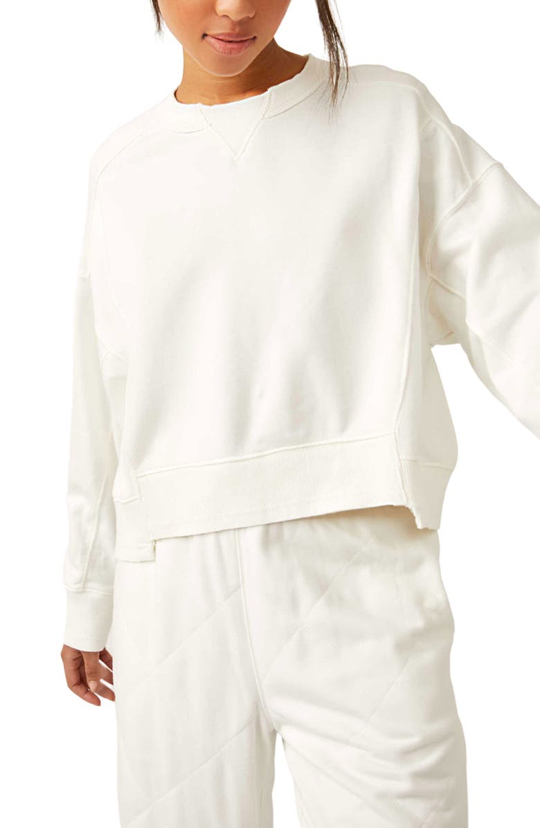 Free People FP Movement Intercept Cotton Blend Sweatshirt, Alternate, color, White