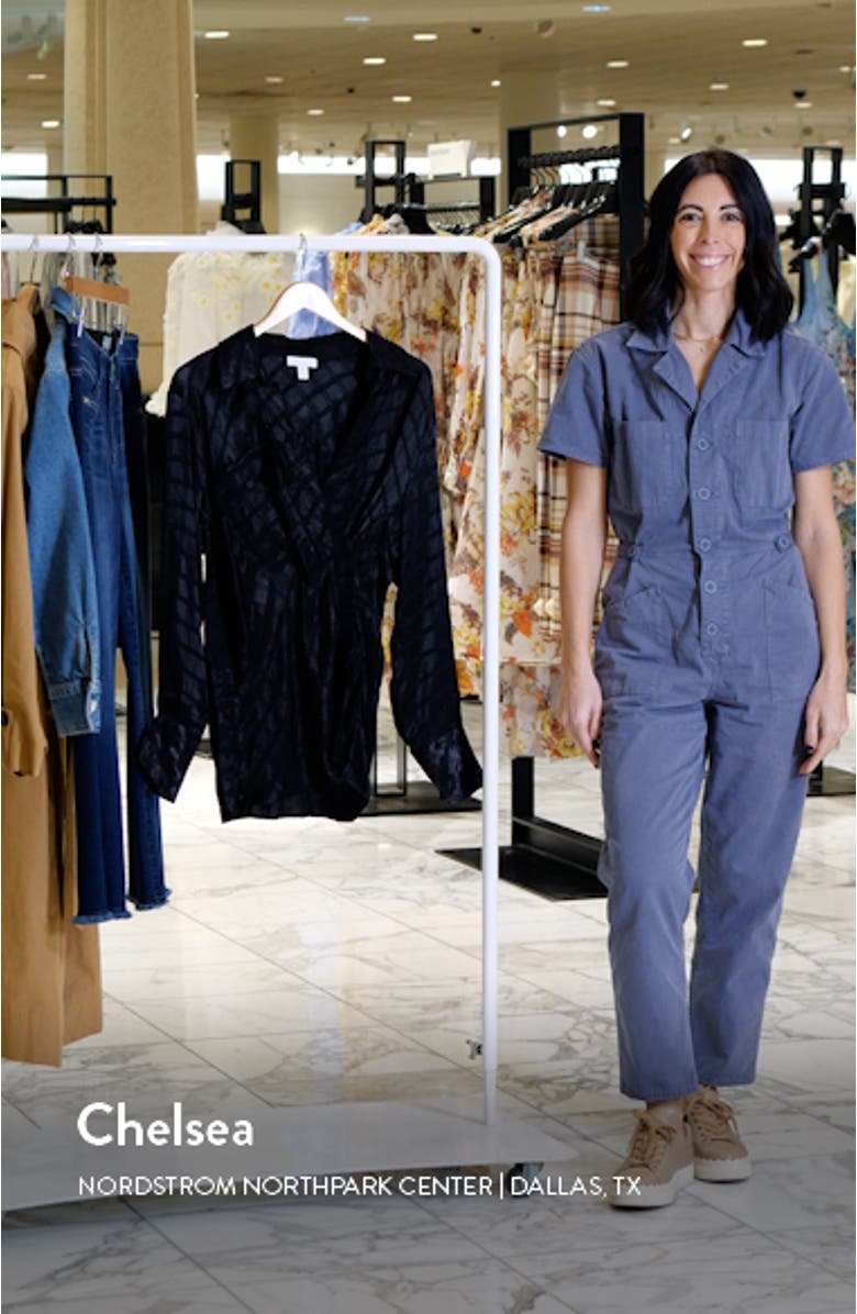 Self Check Satin Asymmetric Button-Up Shirt, sales video thumbnail