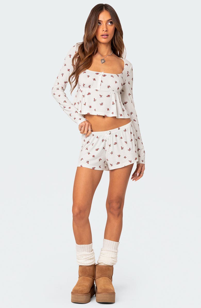 EDIKTED Meliora Rib Shorts, Alternate, color, 