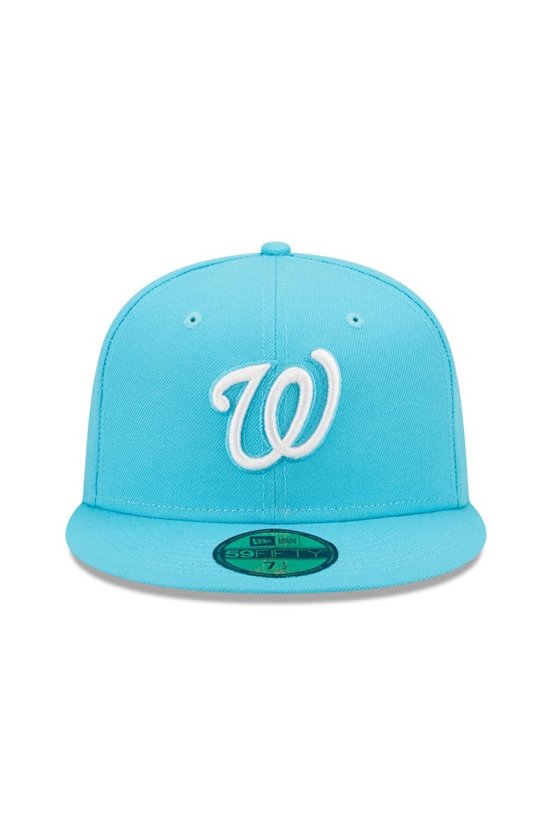 Men's New Era Blue Washington Nationals Vice Highlighter Logo 59FIFTY Fitted Hat, Alternate, color, Blue
