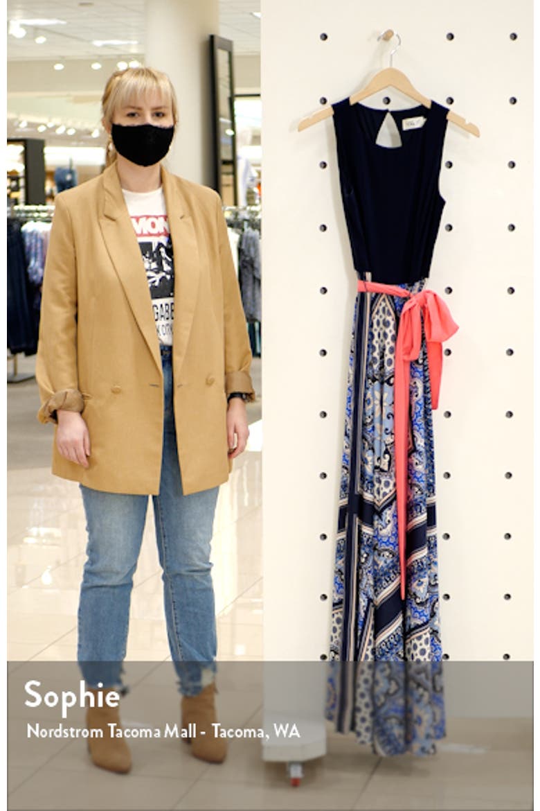 Twofer Mixed Media Scarf Print Maxi Dress video