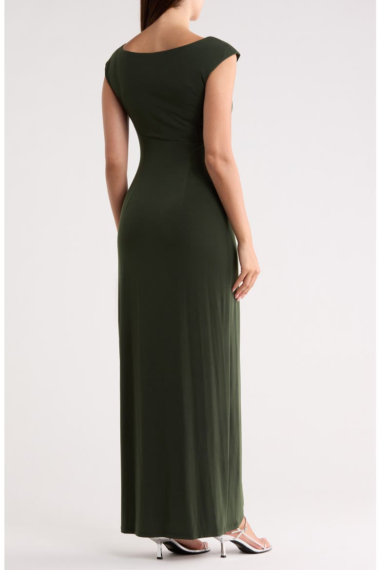Crystal Notch Side Ruched Gown, Alternate, color, DARK OLIVE