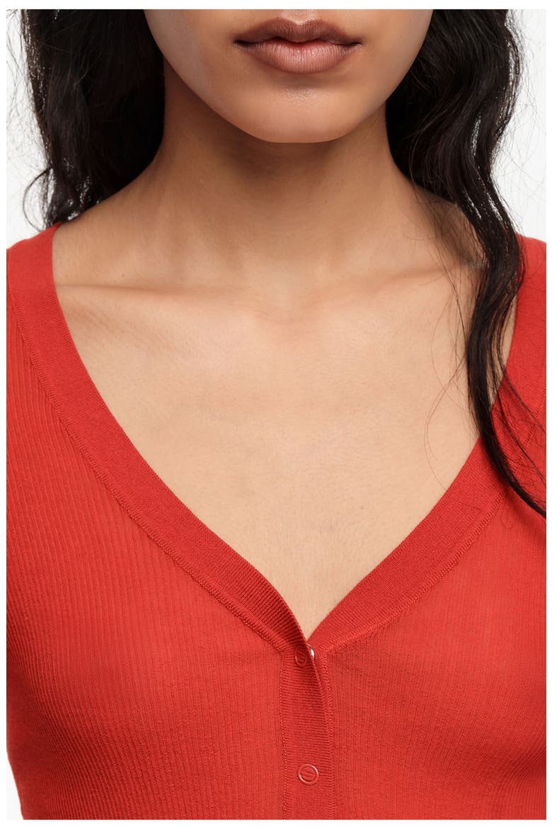 Fitted Ribbed Sweater, Alternate, color, RED