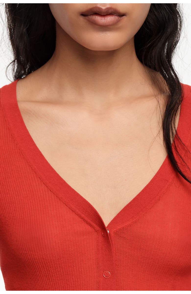 Bimba y Lola Fitted Ribbed Sweater, Alternate, color, Red