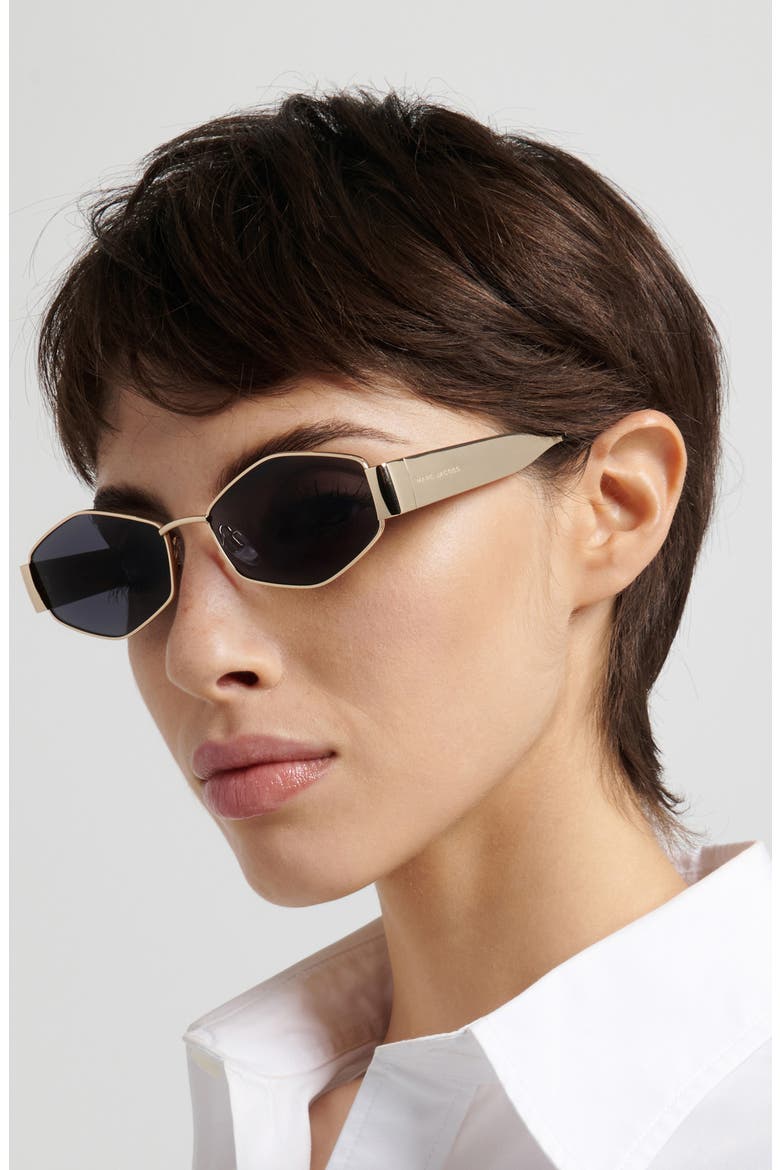 55mm Geometric Sunglasses, Alternate, color, GOLD BLACK/ GREY